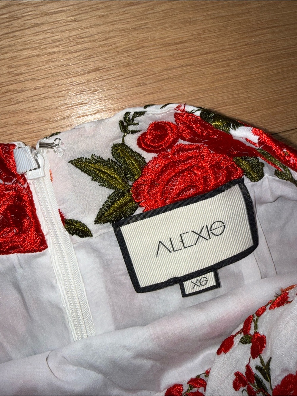 Alexis White Maxi Skirt Set with Red Floral Embroidery - Picture 4 of 5